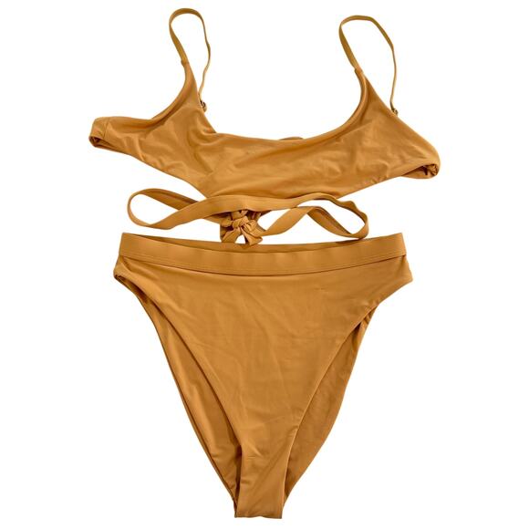 Dippin’ Daisy’s Nude Cut Out Bikini Top & Bottom Set Size Medium New - Picture 1 of 14